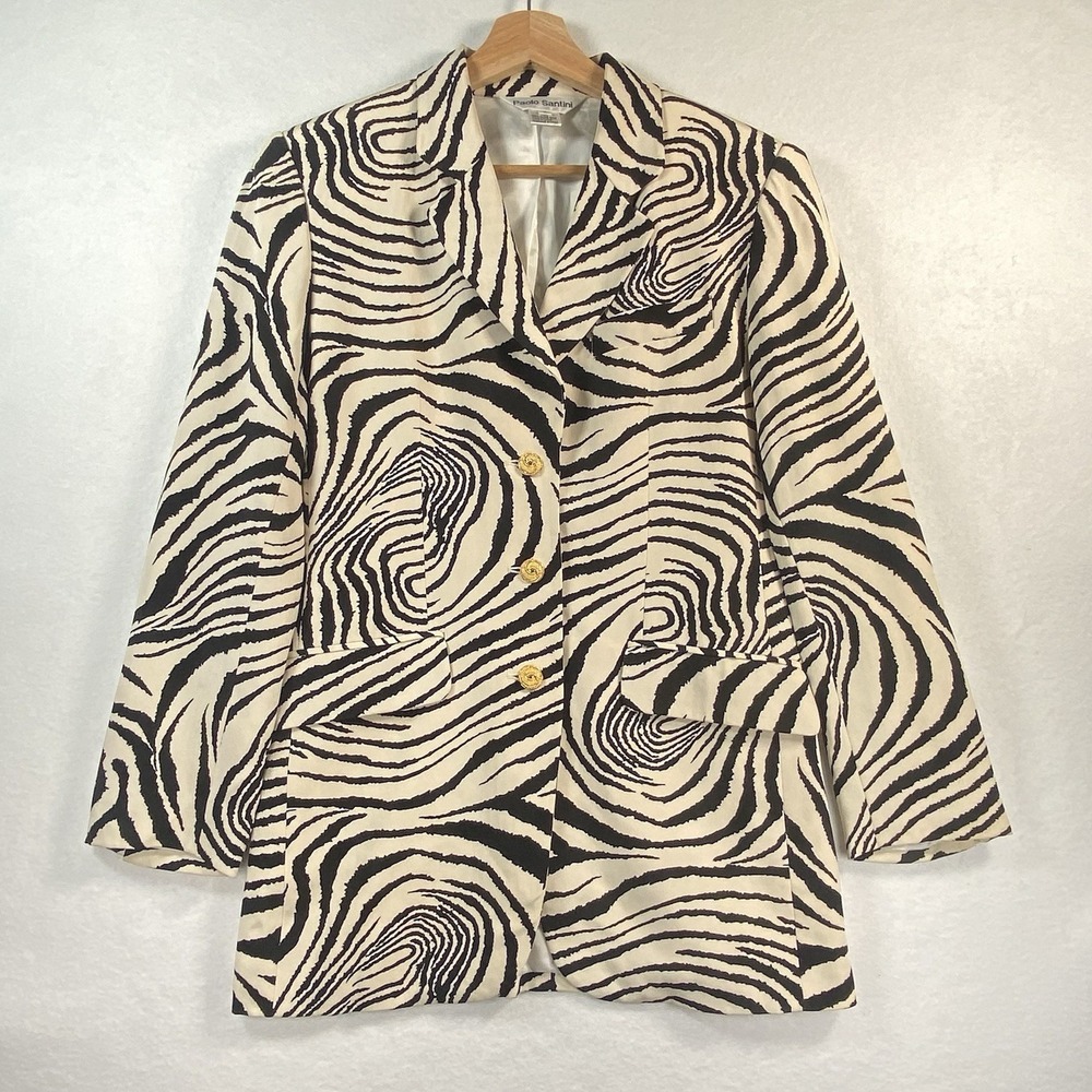 Women’s Black & Cream Zebra Print Blazer Jacket